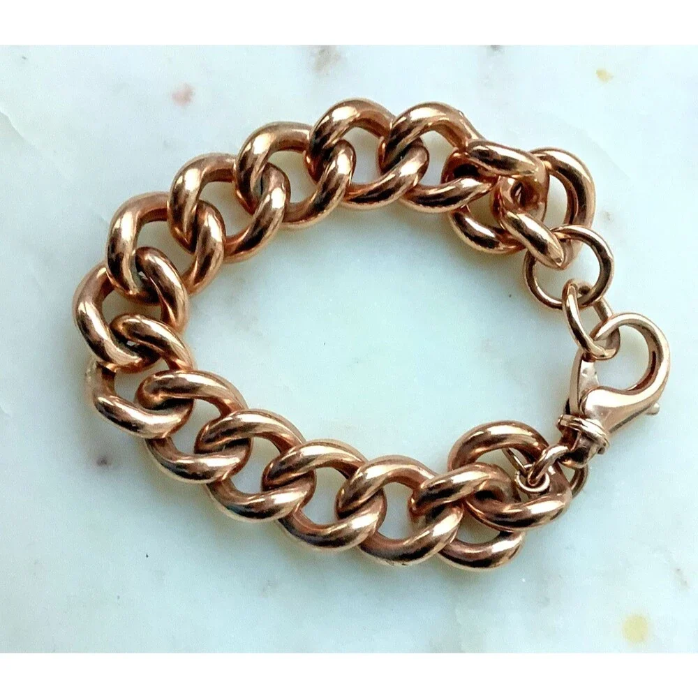 Vintage Milor Bracelet Copper Bronze Tin Made In Italy Chunky Chain 6.5